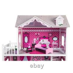 Pink Decorated Barbie Dollhouse Furniture Doll House Kids Toys Dolls Girls Gift