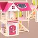 Pink Wooden Doll House Assembly Villa Furniture Miniature Model Gift