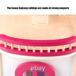 Pink Wooden Doll House Assembly Villa Furniture Miniature Model Gift