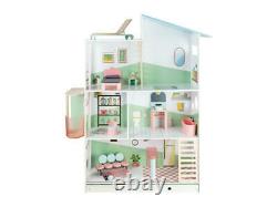 Playtive Wooden Premium Dolls House With 15 Pieces of Furniture 3 Floors 108cm