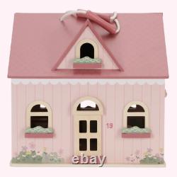 Portable Dolls House Wooden With Miniature Furniture And Dolls Kids Toys GIFT UK