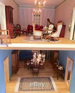 QUALITY DOLLS HOUSE GEORGIAN FULLY DECORATED AND LIT 20 Rooms Plus Stairs