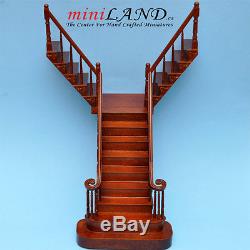 Quality Y Staircase 112 Scale Miniature Wooden dollhouse stair WN with rails
