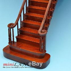 Quality Y Staircase 112 Scale Miniature Wooden dollhouse stair WN with rails