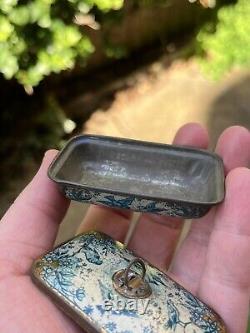 RARE Antique German Lithographed Dolls House Miniature Tin Casket