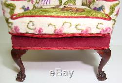 Rare 1980's Dollhouse Miniature Jean Strup & Betty Valentine Crewelwork Armchair