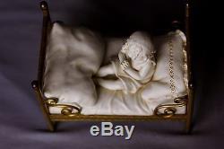 Rare Antique Victorian Bisque Doll House Figurines Miniature Marklin Brass Beds