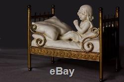 Rare Antique Victorian Bisque Doll House Figurines Miniature Marklin Brass Beds