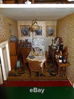 Rare Barley Twist fully furnished G&J Lines Dolls House 1910 with elevator