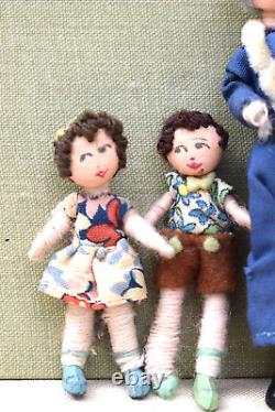 Rare & Collectable Vintage Tomac Miniature Dolls House Dolls x 4 Like Grecon