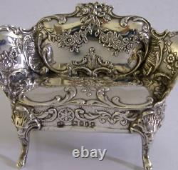 Rare English Import Sterling Silver Miniature Dolls House Toy Sofa 1902