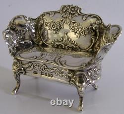 Rare English Import Sterling Silver Miniature Dolls House Toy Sofa 1902