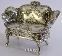 Rare English Import Sterling Silver Miniature Dolls House Toy Sofa 1902