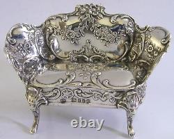 Rare English Import Sterling Silver Miniature Dolls House Toy Sofa 1902