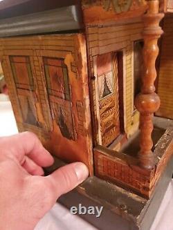 Rare Large Antique R. Bliss Seaside Wooden Dollhouse Lithograph Wood Doll House