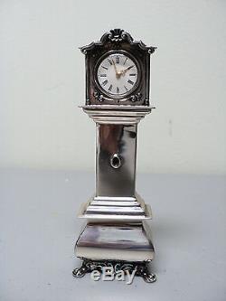 Rare Vintage Dutch. 833 Silver Miniature Doll House Grandfather Clock