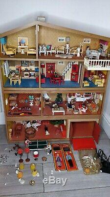 Rare Vintage Lundby 4 Floor Dolls house Joblot Bundle Furniture Boxed Dolls +++