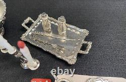 Rare Vtg 1978 IMPERIAL Silver Cast Metal Dollhouse Miniatures Tea Set Lot 45pcs