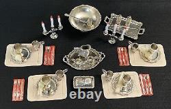 Rare Vtg 1978 IMPERIAL Silver Cast Metal Dollhouse Miniatures Tea Set Lot 45pcs