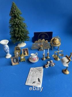 Reutter Dolls House Miniatures Xmas Tree, Fire Fan, Toilet Roll Holder. X 18