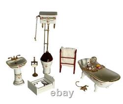 Reutter Germany 112 Dolls House Bathroom Complete Suite & Accessories Exc Con