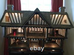 Robert Stubbs 1/12 Scale Tudor dolls house 8 rooms fully furnished with lighting