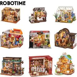 Rolife 9kits DIY LED Miniature House Wooden Dollhouse Decor Adults Gift