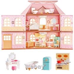 Rolife DIY Fairy Rose Cottage Haley Island LED Miniature Dollhouse Kit Gift Toy