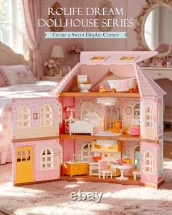 Rolife DIY Fairy Rose Cottage Haley Island LED Miniature Dollhouse Kit Gift Toy