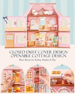 Rolife DIY Fairy Rose Cottage Haley Island LED Miniature Dollhouse Kit Gift Toy