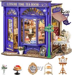 Rolife Leisure Time Tea Room DIY Miniature House Kit Wooden Dollhouse LED Copy