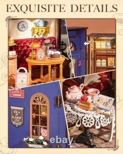 Rolife Leisure Time Tea Room DIY Miniature House Kit Wooden Dollhouse LED Copy