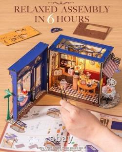 Rolife Leisure Time Tea Room DIY Miniature House Kit Wooden Dollhouse LED Copy