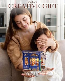 Rolife Leisure Time Tea Room DIY Miniature House Kit Wooden Dollhouse LED Copy