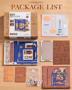 Rolife Leisure Time Tea Room DIY Miniature House Kit Wooden Dollhouse LED Copy