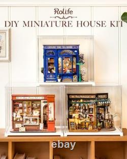 Rolife Leisure Time Tea Room DIY Miniature House Kit Wooden Dollhouse LED Copy