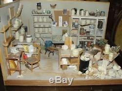 SALE Craig Roberts Pottery Shop Room Box w Accessories OOAK Dollhouse Mini