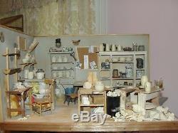 SALE Craig Roberts Pottery Shop Room Box w Accessories OOAK Dollhouse Mini