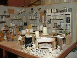 SALE Craig Roberts Pottery Shop Room Box w Accessories OOAK Dollhouse Mini