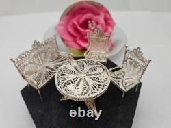 Solid Silver Filigree Furniture Set, Novelty, Dolls House, Excellent Condition