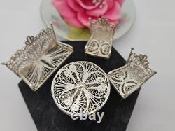Solid Silver Filigree Furniture Set, Novelty, Dolls House, Excellent Condition