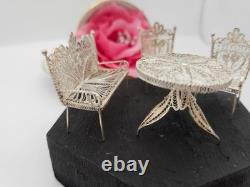 Solid Silver Filigree Furniture Set, Novelty, Dolls House, Excellent Condition