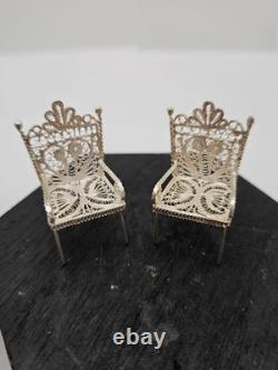 Solid Silver Filigree Furniture Set, Novelty, Dolls House, Excellent Condition