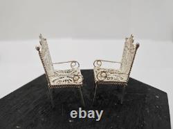 Solid Silver Filigree Furniture Set, Novelty, Dolls House, Excellent Condition