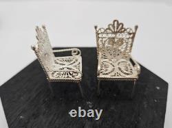 Solid Silver Filigree Furniture Set, Novelty, Dolls House, Excellent Condition