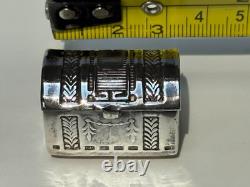Sterling Silver Dolls House Miniature Treasure Chest Tooth Fairy Pot Pill Box