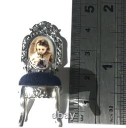 Sterling Silver Edwardian cute girl childs Dolls House Furniture Miniature Chair