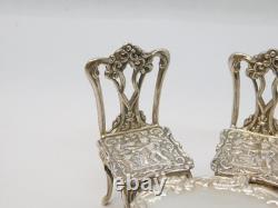 Sterling Silver Miniature Dolls House Dining Table & Chairs Vintage 1978