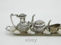 Sterling Silver Miniature Dolls House Four-Piece Tea Set Vintage 1967 Birmingham