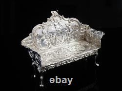 Sterling Silver Miniature Sofa Settee, Dolls House Furniture, Birmingham 1903